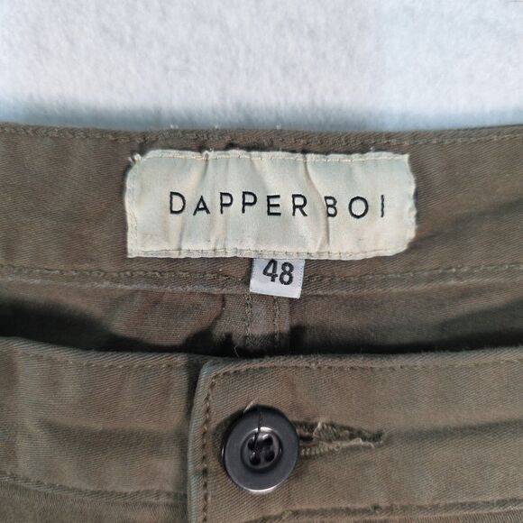 Dapper Boi Chino Slim Premium Pants Stretch Unisex Size 48x31 Olive Green Preppy - Picture 3 of 8